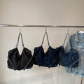 Autumn new arrival: large capacity denim tote bag - british style student school bag, shoulder bag, niche trendy handbag