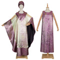 Aliexpress cross-border export african hot stamping plus size robe headscarf women's tassel dress + vest two-piece set