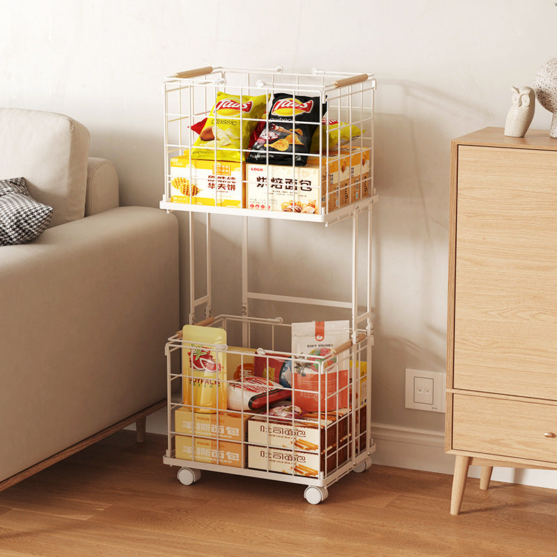 Dirty laundry basket Multifunctional wrought iron Two-layer storage Removable folding laundry classification Dirty laundry basket Bathroom Home simplicity