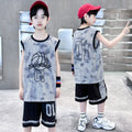 Boys' basketball outfit set - quick-dry sleeveless tank top & shorts - summer sports jersey for boys (sizes for mid-to-large children)