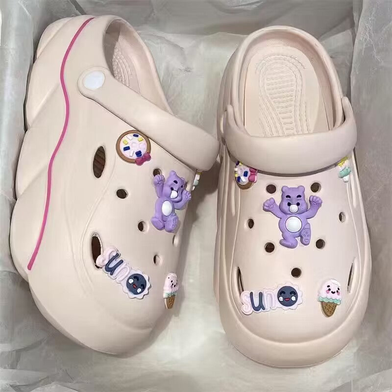 2024new arrival shit-stepping clogs for women outwearsummercutepopularthick sole nurse beach two-wear toe-cap slippers