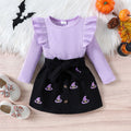 Children's clothing cross-border european and american girls' pit strip long sleevestops+printed skirt