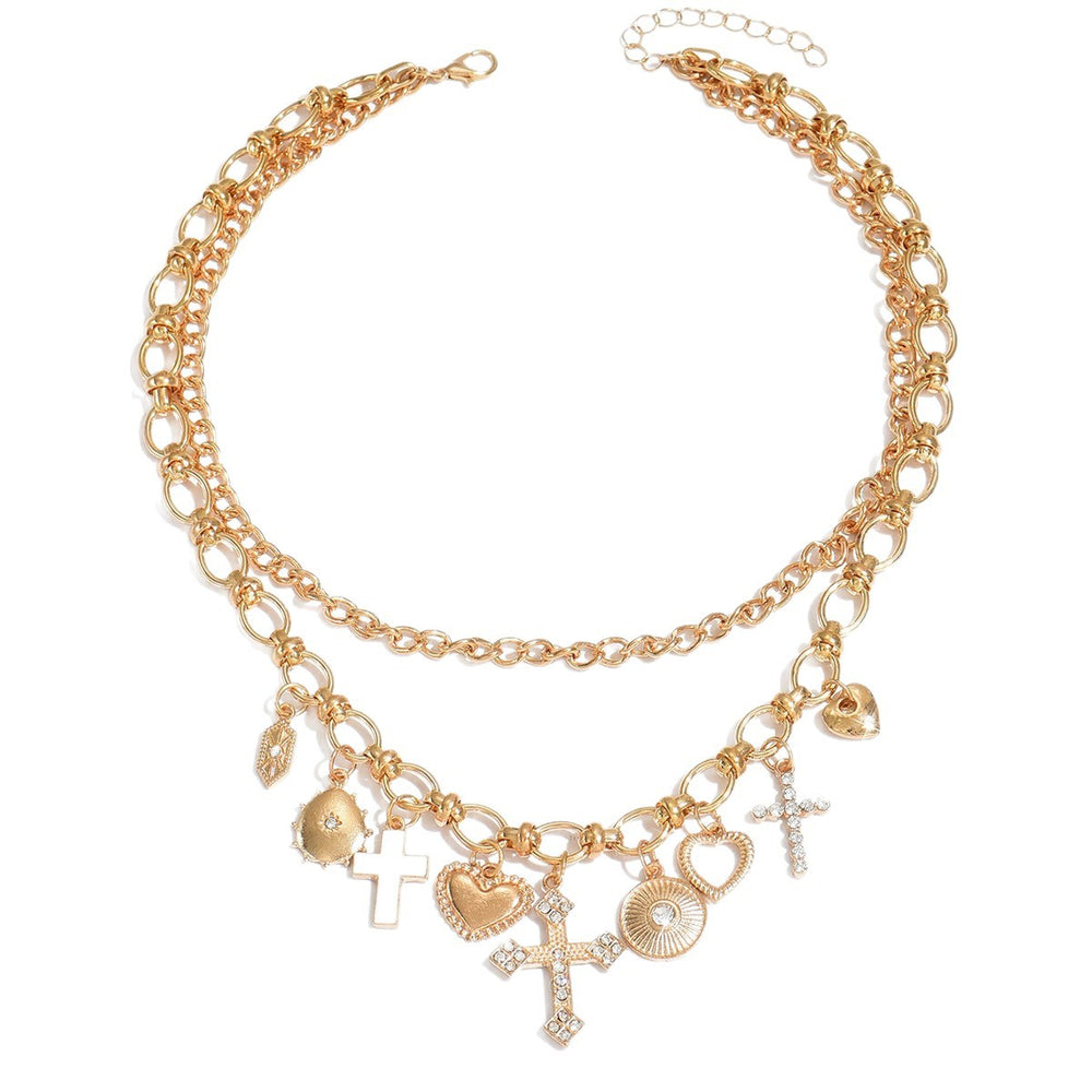 Wholesale cross necklaces - cross-border, niche, high-end jewelry & accessories - hip-hop punk style pendants - heart necklaces for women