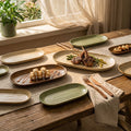 Vintage chic ceramic oval fish plate - perfect for restaurants, hotels, and home use. featuring a textured, rectangular design ideal for steamed fish, sushi, and elegant plating