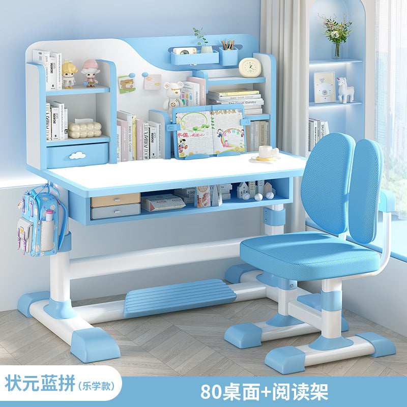 Children's study table Household primary school students Writing homework desk Simple children's desks and chairs Lifting table set
