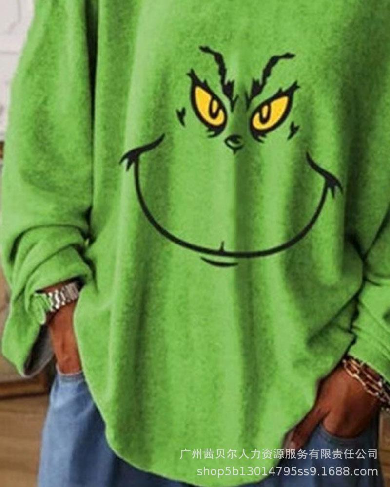 Europe, America,  ,  women's new hot-selling Christmas printed pullover long-sleeved top