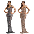 C7160 cross-border    new women's sexy suspender hot diamond hip cover evening dress