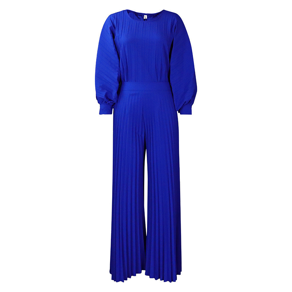 C8531 european and american style cross-border summer loose plus size casual shirt top and wide leg pants two-piece set - wholesale outfit