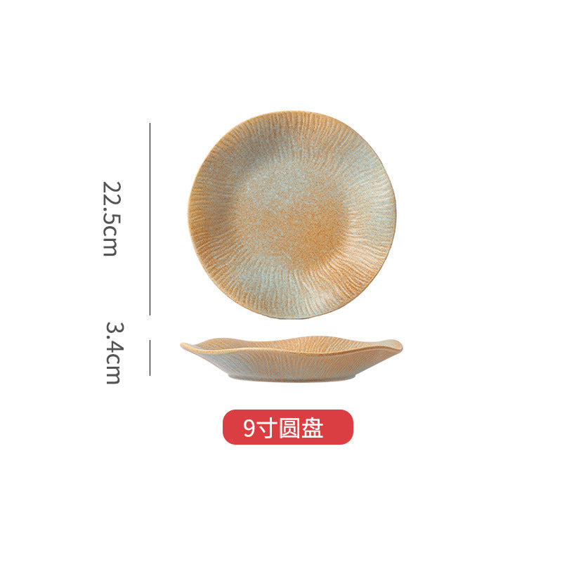 New creative ceramic plates - japanese retro round dinner plates, steak plates - wholesale for home and hotel tableware manufacturers