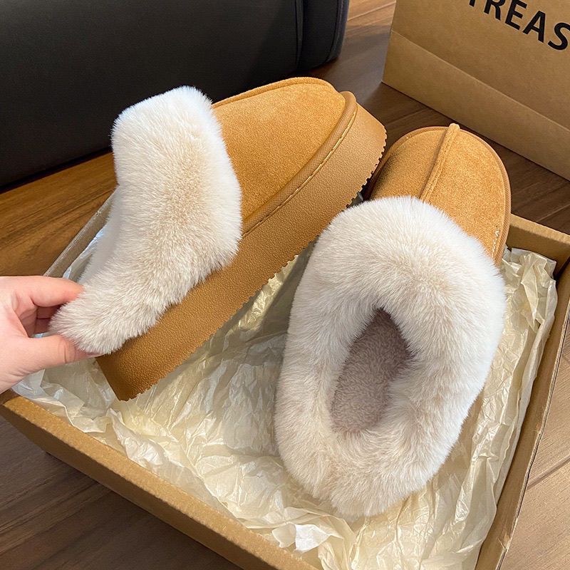 Autumn winter home cotton slippers women's cotton slippers women's heattech shoes toe slippers women's confinement shoes women's snow boots cotton slippers