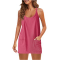cross-border  hot-selling women's solid color fashion casual double pocket knitted dress