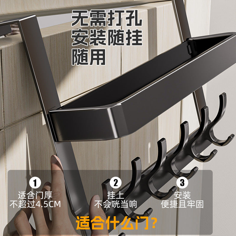 Double-layer storage rack behind the door, strong load-bearing, punch-free wall-mounted clothes hanger, door-mounted clothes and hat storage rack