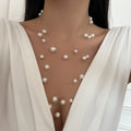 Wholesale necklace pendants - european & american cross-border jewelry - light luxury, versatile tassel faux pearl sweater necklace - layered necklace