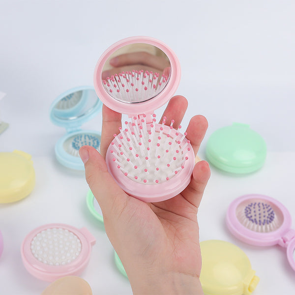 Folding foldable comb mirror cute portable mini airbag girls carry massage pocket air cushion integrated