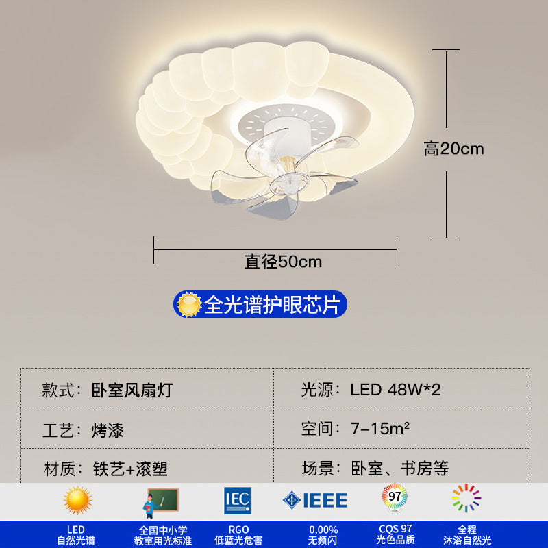 [Strict Selection] 2025 New Fan Light Bedroom Room Ceiling Light Simple Modern Cream Wind Fan Light
