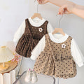 Girls' autumn dress  new korean style chic two-piece look dress for toddlers and young children, perfect for baby girls' first birthday and princess outfits
