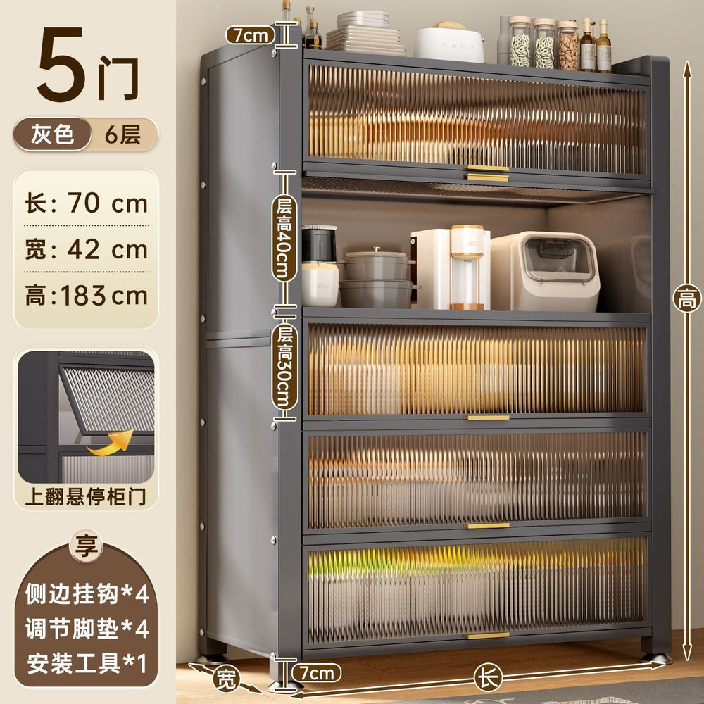 Best sellingfor homekitchen rack cabinet steel multi-layer thickened cupboard pulley storage cabinet microwave oven storage cabinet