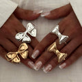 Wholesale bowknot rings: european and american cross-border jewelry, designer polished sweet & chic open joint rings for women