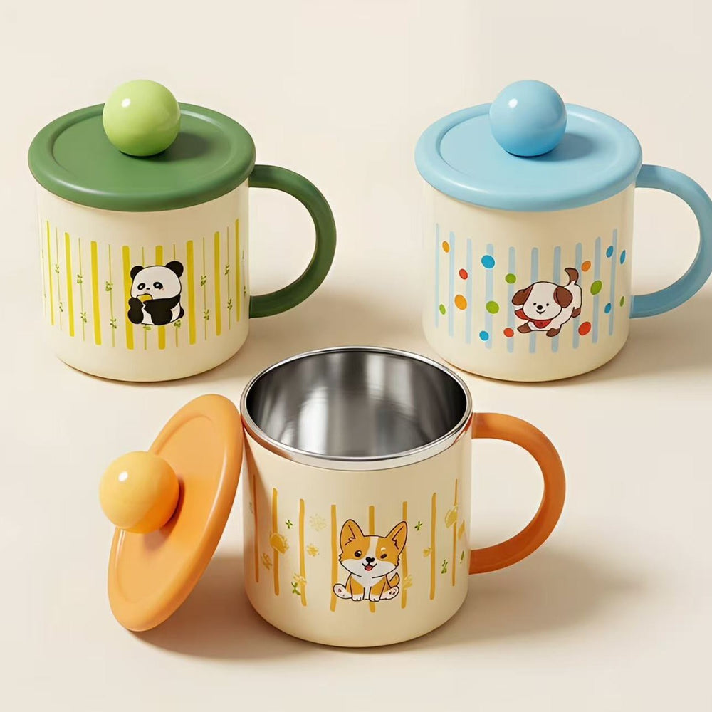 304 stainless steel mug, kids' cartoon cup, family matching water cup set (family of three), children's rice bowl and soup bowl