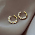 Luxury chic circle pearl earrings - women's fashion minimalist studs, unique design, exquisite jewelry