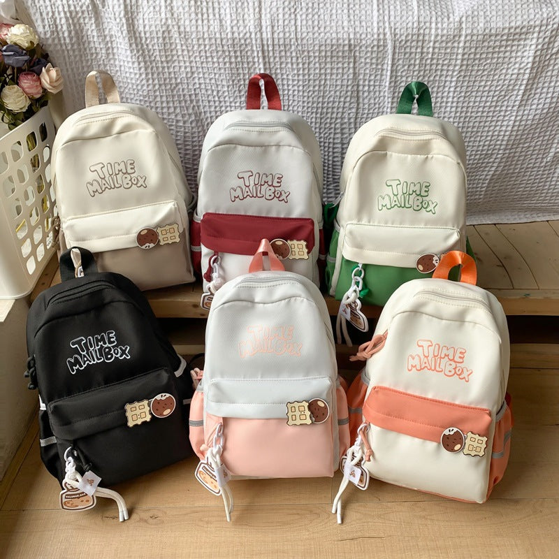 New Korean version contrasting color trend student schoolbag fashionable leisure commuting backpack large capacity versatile travel backpack