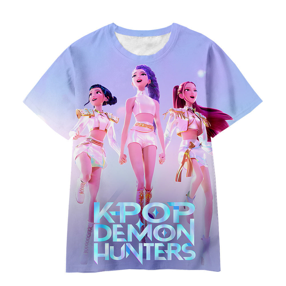 Witcher boy group 3d digital printing cross-border overseas casual loosefashion t-shirt k-pop girls t-shirt