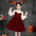 Halloween girls' dress, little girl's autumn/winter princess dress, kids' skirt, birthday chic red piano performance dress