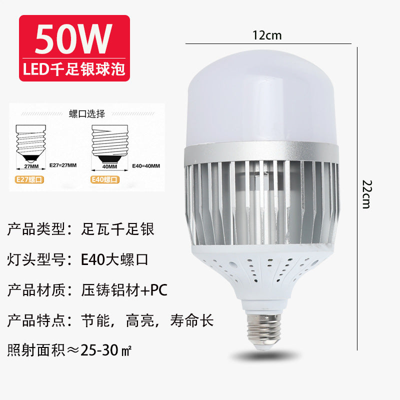 Cross-border led bulb high-power fin factory workshop warehouse explosion lighting bulb screw e27 energy-saving bulb