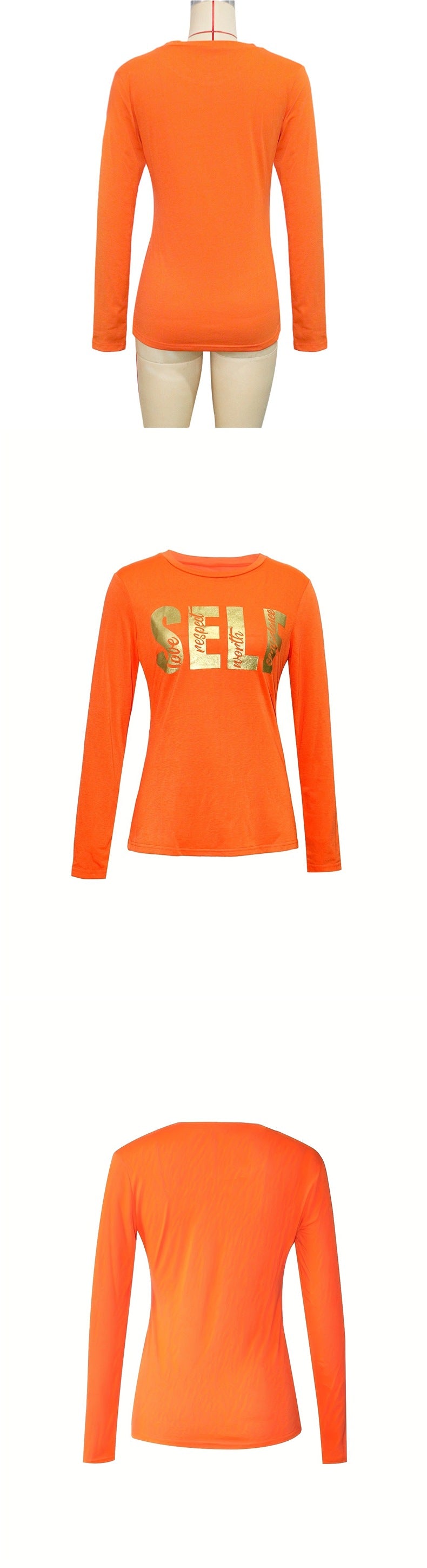 S390769 cross-border foreign trade european and american new autumn letter printing long-sleeved t-shirt for women