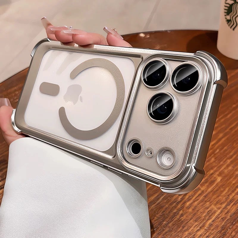 Suitable for iphone17pro mobile phone case high quality frosted four-corner magnetic airbag all-inclusive anti-fall apple 16/15