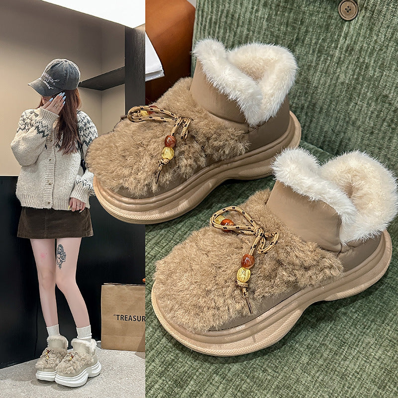 plus sizethick solefashion sports cotton boots for women  winternew arrivalfleece-linedthickenedfashionthick soleincrease