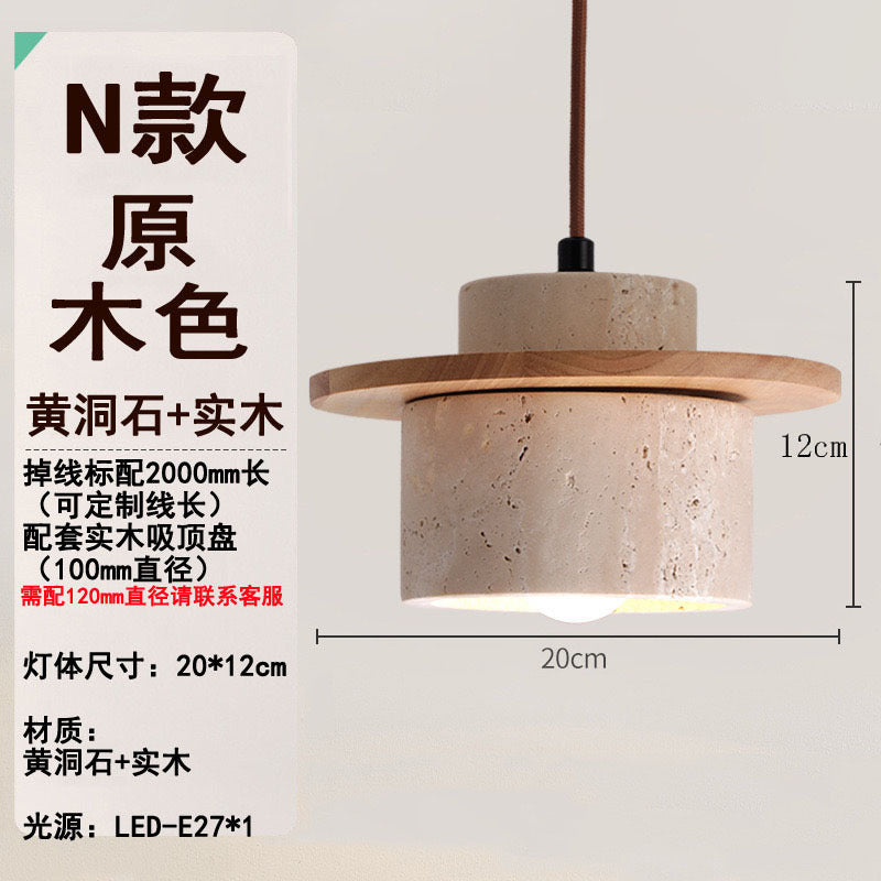 Vintage dining room light Bedroom bedside chandelier Cream wind wabi-sabi wind Bar light Yellow cave stone small decoration minimalist