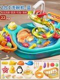 Blue/2-in-1 dishwasher [13 kitchen utensils + 6 fish + 1 rod + slide + pinch duck]