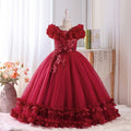 Export girl dress mesh long mesh through flower classyelegancein stock 8 to 12 years old clothing wholesale in stock