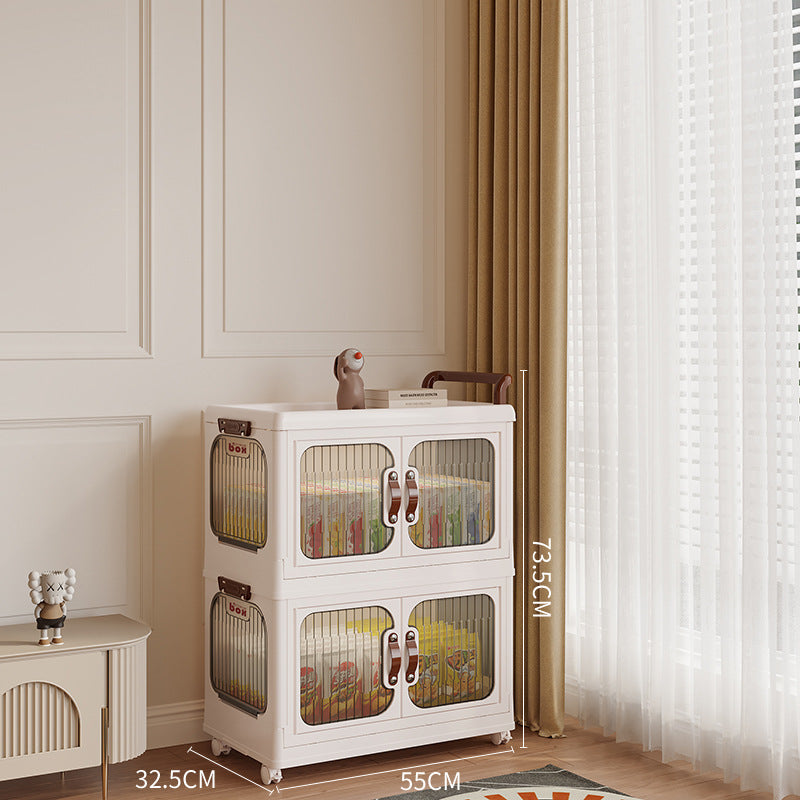 Xinle, light luxury cream wind cart storage cabinet, installation-free storage cabinet, double door multi-layer thickened storage box