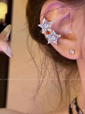 Explosive double star non-pierced ear clips for women classyaccessible luxury earrings unique and beautiful elegant ear bone clip earrings