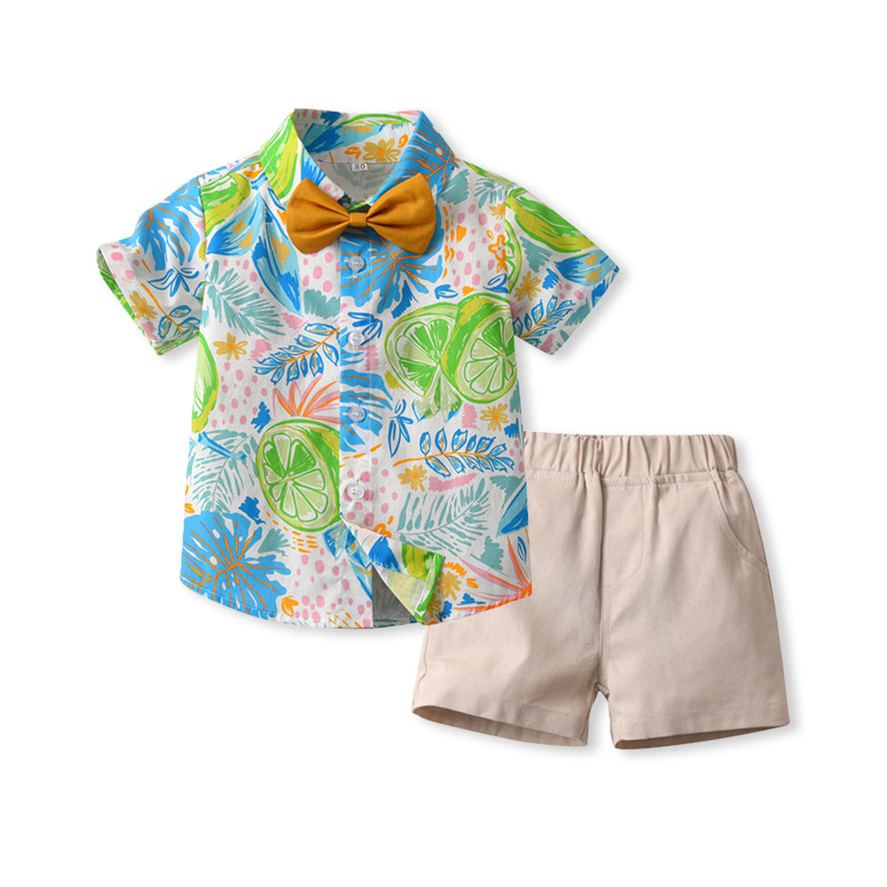 boys printingsuit cotton kidsloose thin cool summer floral shirt boys shirt spring and summer
