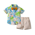 boys printingsuit cotton kidsloose thin cool summer floral shirt boys shirt spring and summer