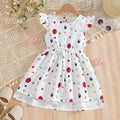 Girls' summer white flutter sleeve polka dot a-line dress - mid-to-large size, perfect for vacation, cross-border e-commerce, and kids' clothing
