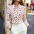 fashionsweet style red heart shirt white bottom heartprinting collar strap pleated waist shortlong sleeves small