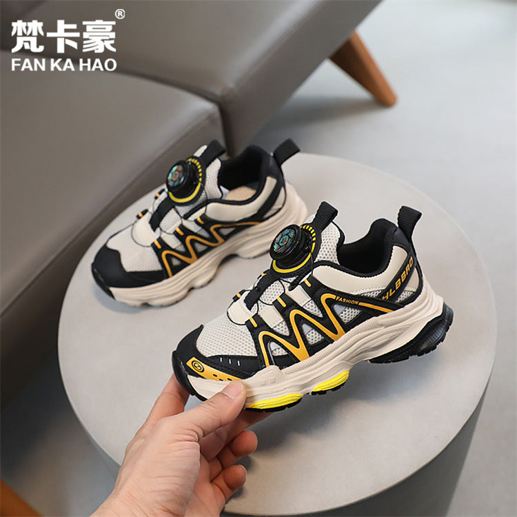Vancahao kids' rotating buckle sneakers -  spring/autumn new arrivals: girls' chunky sneakers, boys' casual running shoes