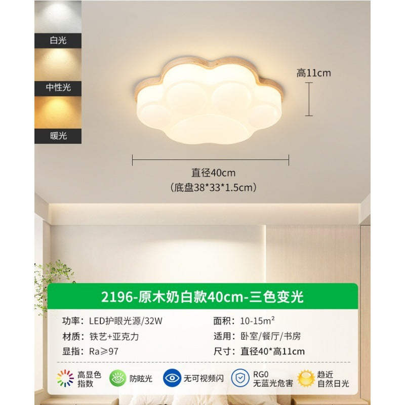 Cream Wind Bedroom Light LED Ceiling Light Room Main Light Modern Minimalist Cat's Claw Children's Room Lighting E
