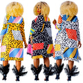 C6501 special offer: no returns or exchanges. please purchase with care. fashionable women's printed long-sleeve button-down midi dress