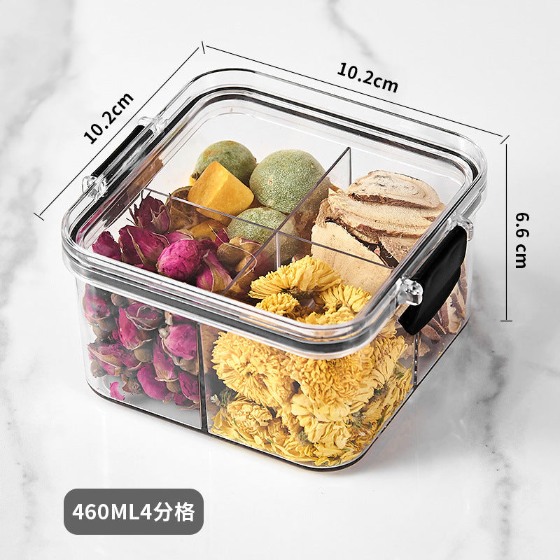 Kitchen snap-seal jars, household food-grade storage containers, transparent medicinal herb plastic airtight boxes, spice storage boxes