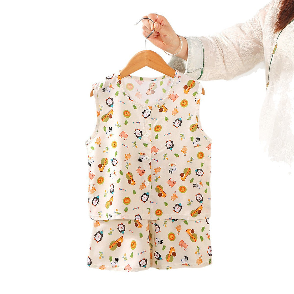 Kids' tank top pajama set - new summer sleeveless shorts loungewear for boys and girls