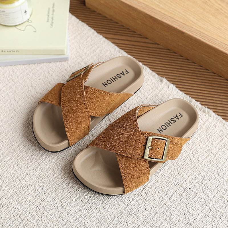 Birkenstock boys' cork sandals - new summer casual style for kids, indoor/outdoor flip-flops for older children
