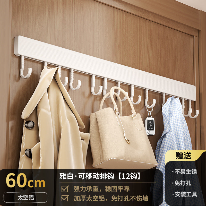 Space aluminum hook, viscose, strong non-punching adhesive hook, door back coat hook, bathroom, kitchen wall wall-mounted storage