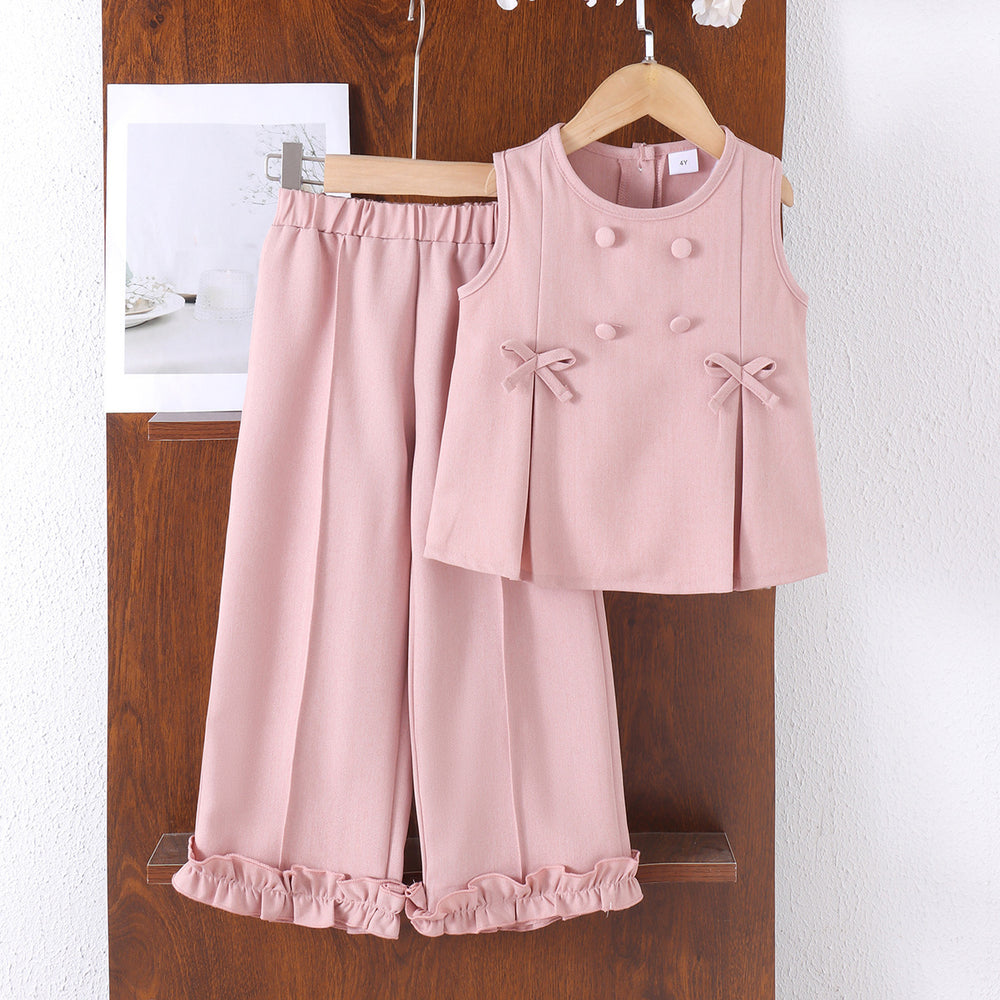foreign trade autumn and winter new arrival children's purple vest + pants suit