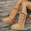 winter new round toe retro toggle closure fleece-lined thickened warm flat cotton shoes snow boots women's wholesale