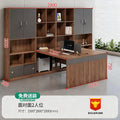Financial office desk set - executive office desk with high cabinet, two-seat facing configuration for accountants and managers